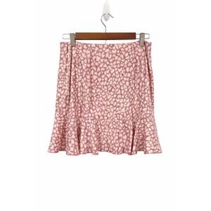 Intimately Free People Pink Leopard Ruffle Hem Mini Skirt Boho Y2K 30 Waist
